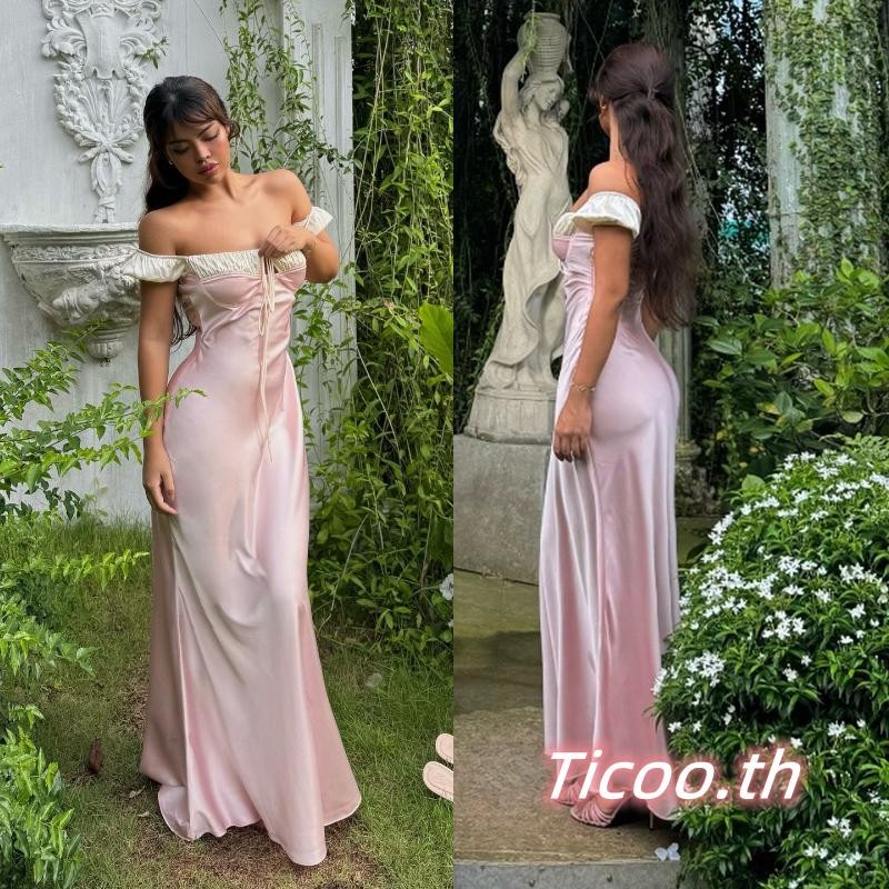 ผู้หญิงปิดไหล่สบายๆสีคมชัดแขนสั้นชุด บอดี้คอน สําหรับค็อกเทลบีชคลับ สตรีทแวร์