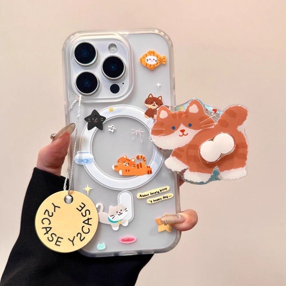 แมวเล่นน่ารักเหมาะสําหรับ Samsung s26ultra เคสโทรศัพท์ s25 + ญี่ปุ่นเกาหลี s22 + s23fe การ์ตูน s21 + แม่เหล็ก ZFold6/5 ตลก ZFlip6 สไตล์ใหม่ a16a06 กันกระแทก a55