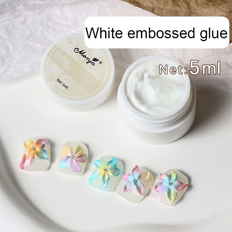 Monja 5ml เล็บเจลประติมากรรม 3D Embossment ไม่มีเช็ด มือแกะสลักเจลภาพวาด UV เจลเล็บเครื่องมือ-PY