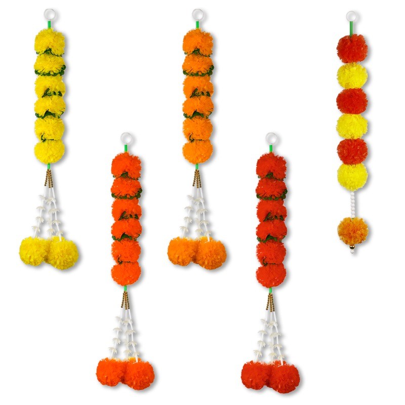 2025 Deepavali Marigold ตกแต่งรายการ Happy Diwali เทศกาลตกแต่งอินเดียสไตล์ผสมดอกไม้ String สําหรับเม