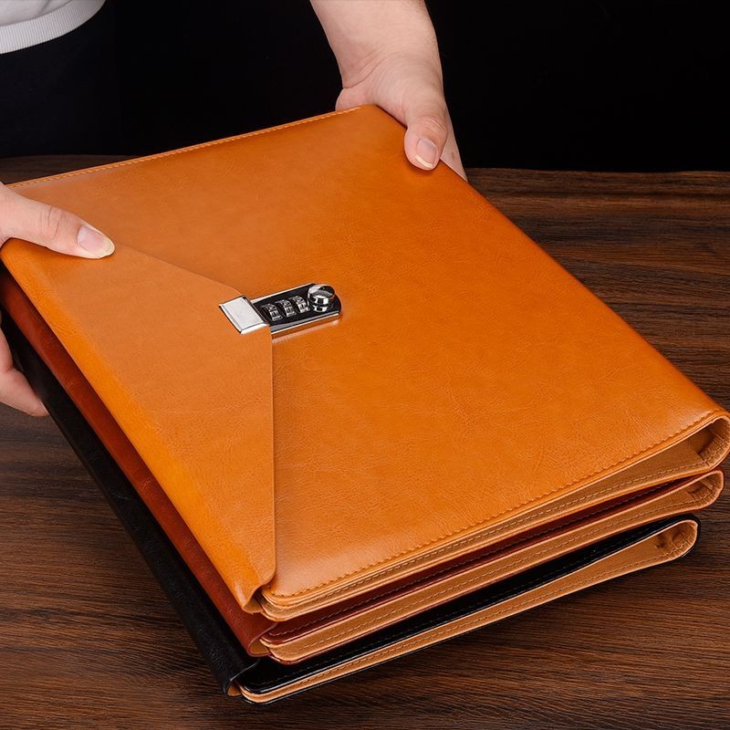 A4密码文件夹量房本谈单本多功能资料夹皮质经理夹商务销售合同夹A4 Password Folder Quantity Room Book Negotiation List Book Multi fun