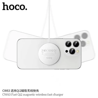 HOCO CW63 แท่นชาร์จไร้สาย มาตรฐาน Qi2 Wireless ชาร์จเร็วสูงสุด 15W แม่เหล็กดูดแน่น ใช้งานง่าย hc6