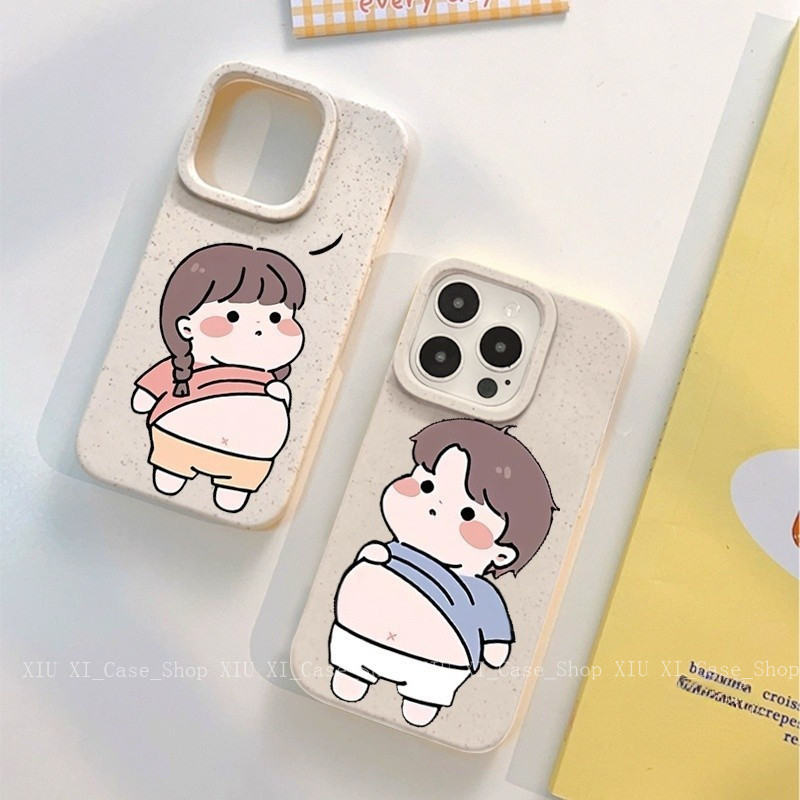 รูปแบบการ์ตูนหน้าท้องลดน้ำหนักป้องกันการตกเชลล์คู่รัก Emoji สำหรับ iPhone16 15 14 13 12 11 ProMAX XSMax XS XR 7Plus-XMK6 - รูปที่ 3