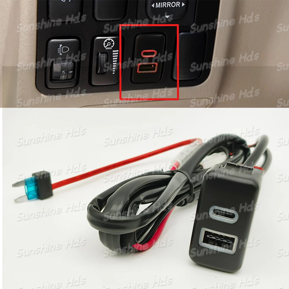 Dual Car QC3.0 Charger Fast Charger Type-C PD USB Charger Interface Socket Fit สําหรับ Toyota เก่า F