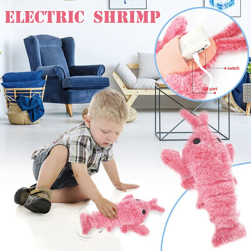 Electric Simulation Lobster Jumping Toy Usb Charging Funny Plush Toys Stuffed Animal Toy Cat Pet Toy