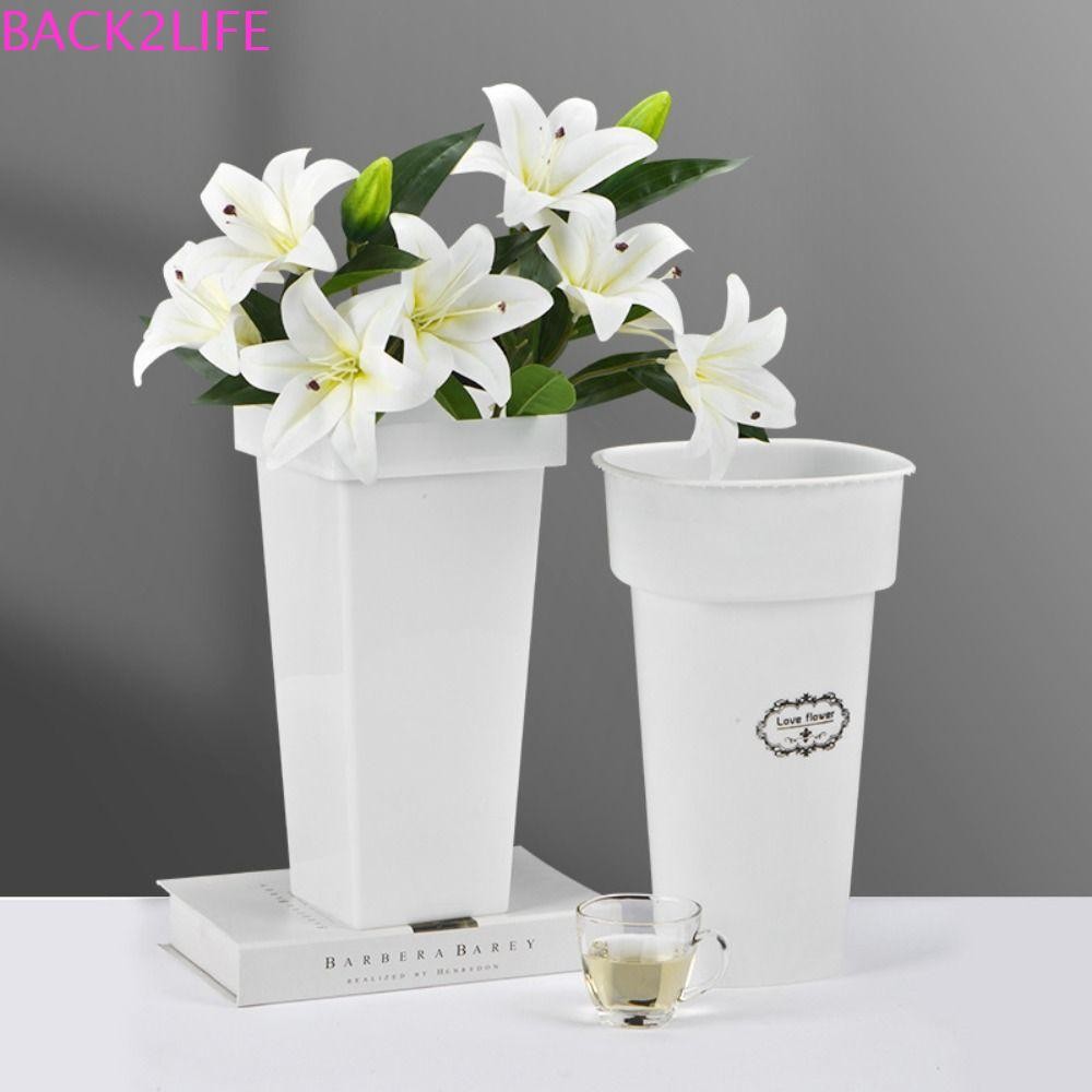 Back2life ถังดอกไม้, ถังแสดงดอกไม้ชนบทพลาสติก, อุปกรณ์ทําสวน Pastoral Nordic ถังเพาะต้นไม้พืชสีเขียว