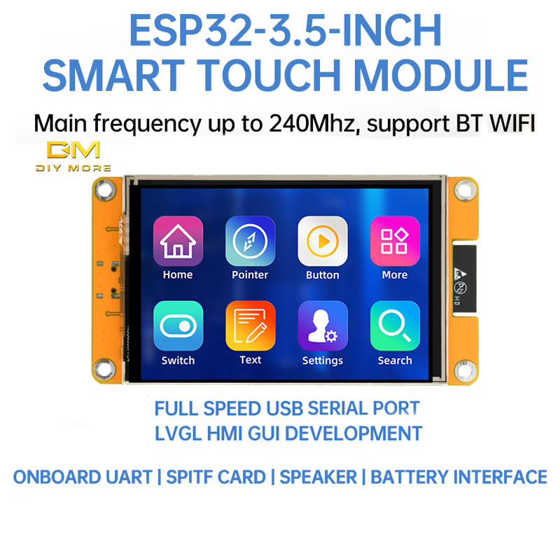 DIYMORE ESP32 WiFi BT โมดูลบอร์ดพัฒนา 3.5 นิ้ว ST7796U ไดรฟ์ 320 * 480 ความละเอียด TFT หน้าจอสัมผัสอินเทอร์เฟซ Type-C