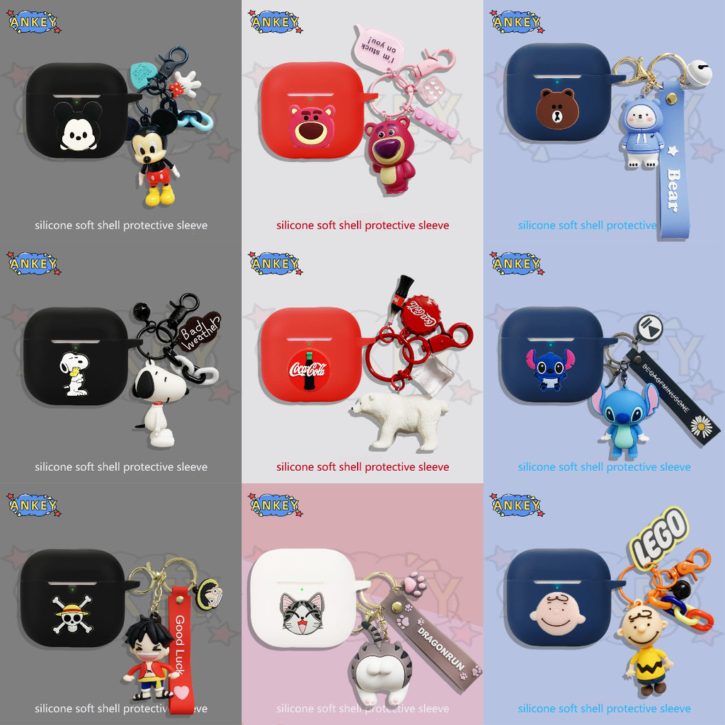 For EDIFIER X1 Lite T10 Earphone Silicone Case Earbuds Blue Bear Soft Protective Headphone Cover Headset Skin with Pendant