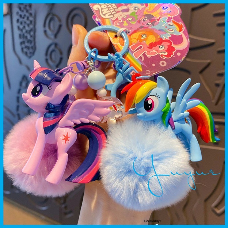 My Little Pony พวงกุญแจ Fluttershy Twilight Sparkle Pinkie Pie Rainbow Dash Rarity การ์ตูนของเล่นจี้ Key Buckle พวงกุญแจของขวัญ