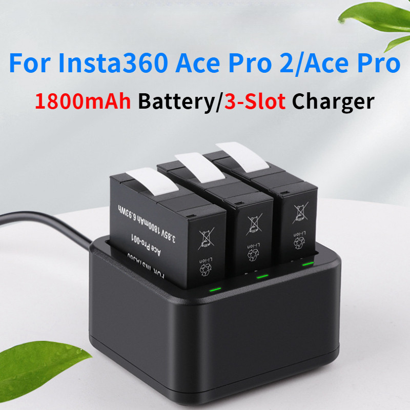 3-Slot Charger แบต Insta360 Ace Pro Battery 1800mAh Insta360 Ace Pro 2 Battery Insta360 Ace Pro Acce
