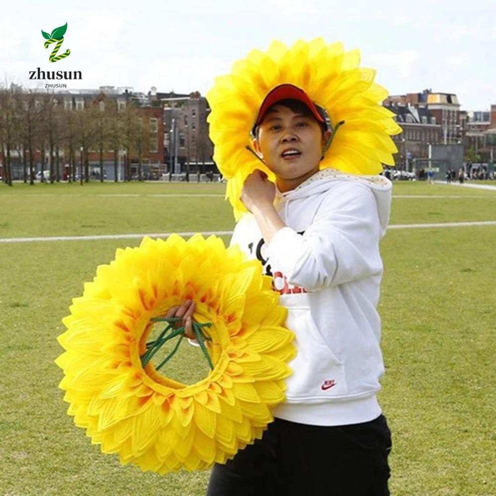 Zhusun Performance Props, สีเหลืองดอกทานตะวันหมวก,น้ําหนักเบา 42 ซม.ตลกหมวกดอกทานตะวันสําหรับ Dance Party เทศกาลเกมเด็กวัยรุ่นผู้ใหญ่