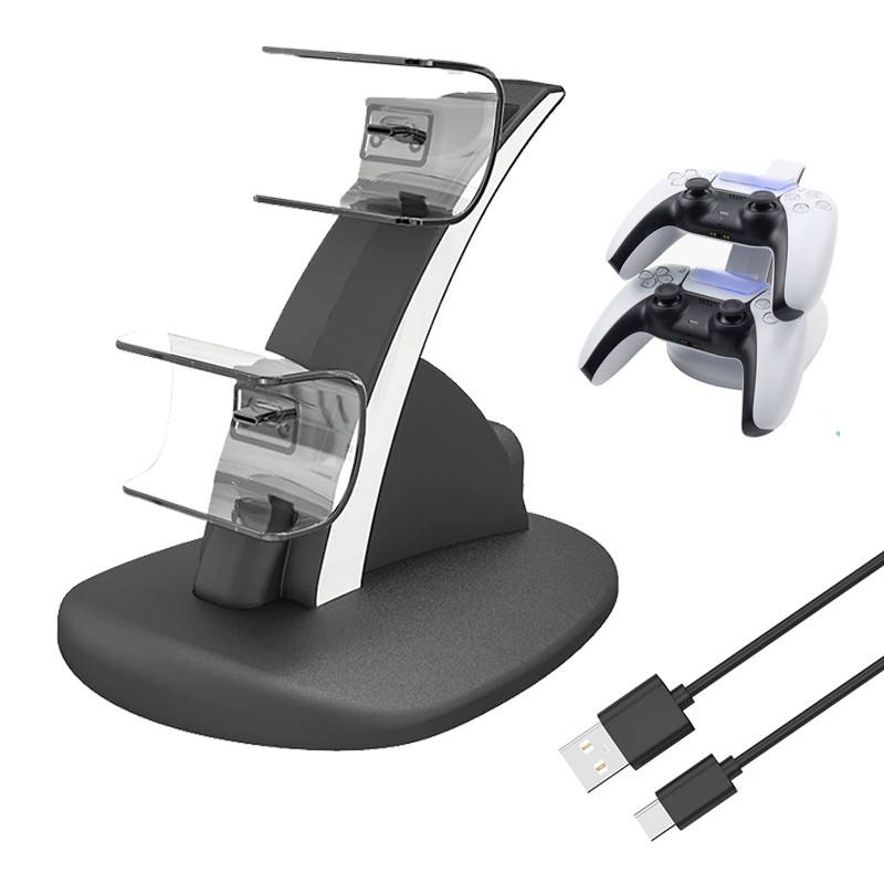 Dual Controller Charger ขาตั้งฐานสําหรับ Sony PS5 Gamepad จอยสติ๊กไร้สายแท่นชาร์จ Cradle Holder สําหรับ PS5 อุปกรณ์เสริม