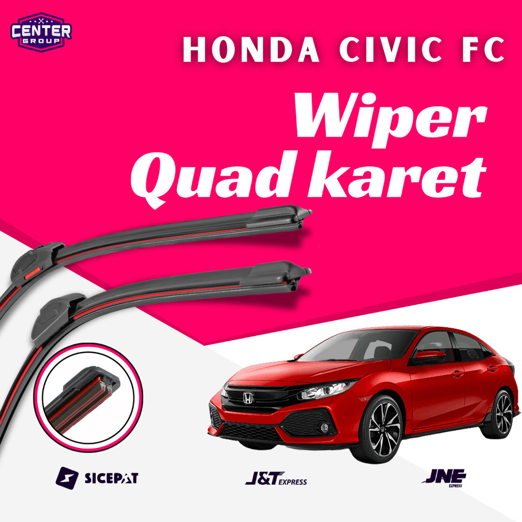 Honda Civic FC Frameless Quad Blade Wiper 4 ชั้นใบมีดยาง 1 ชุดซ้ายและขวาไม่มีกรอบเหล็ก W601