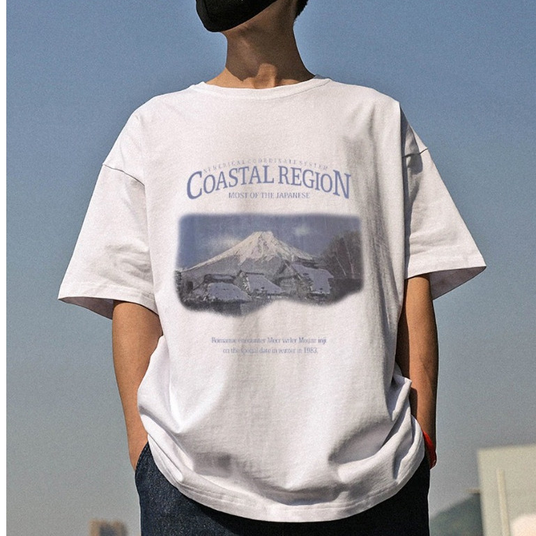 🚚【จัดส่งจากประเทศไทย】เสื้อยืดพิมพ์ลายแฟชั่นทิวทัศน์ญี่ปุ่น เนื้อผ้านุ่ม ใส่สบาย ดูดี