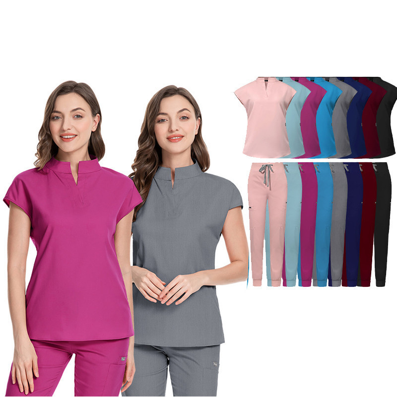 Niaahinn เสื้อ+กางเกงScrub ชุดสไตล์ใหม่แฟชั่นผ้าขั้นสูง Quick-Drying ผู้หญิง Caregiver พยาบาลหมอสัตว์เลี้ยงโรงพยาบาลเสื้อผ้าทํางาน