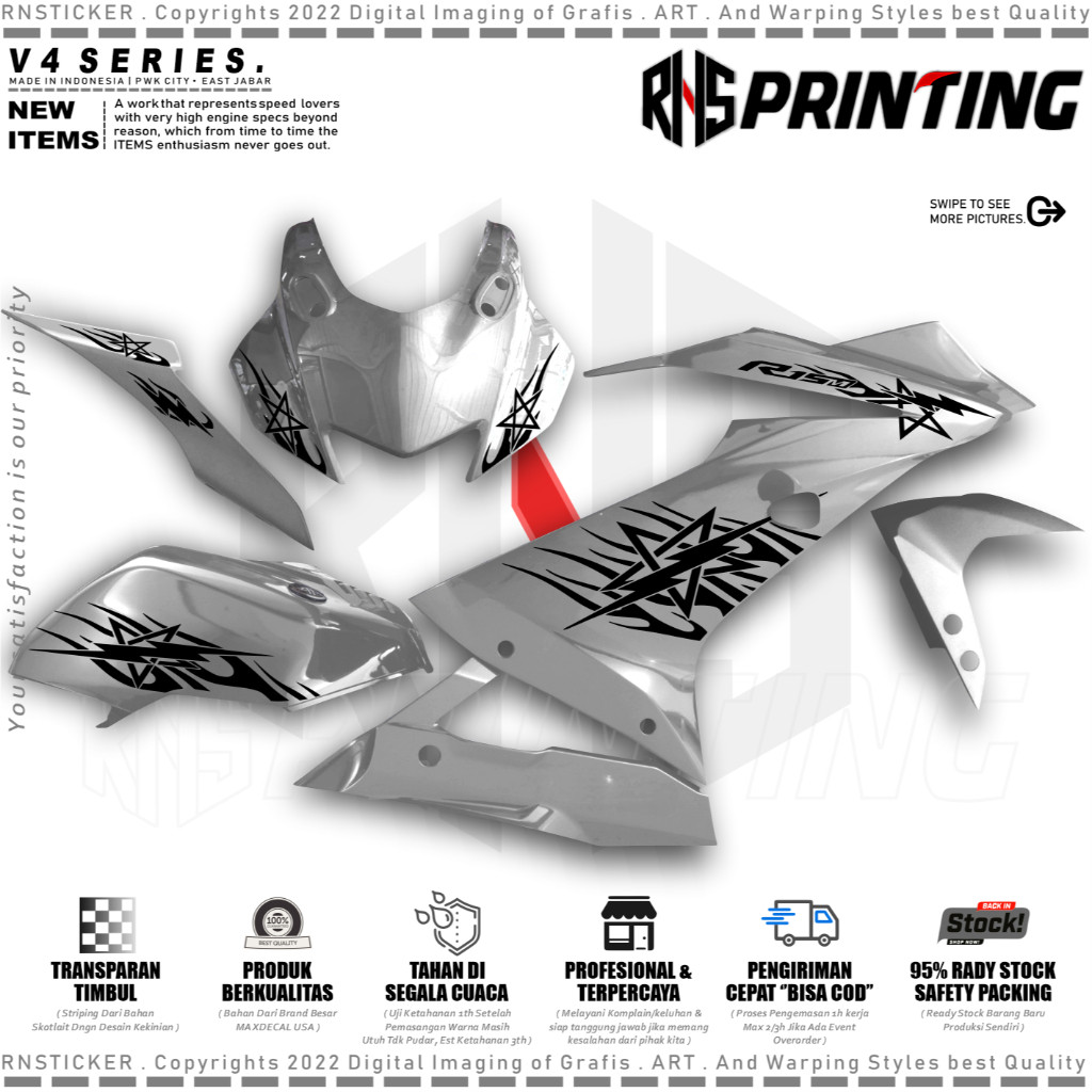 V4 ตัดสติกเกอร์ Striping Variation R15 V3 R15m โปร่งใส Striping r15 Api X Bintang Petir สไตล์