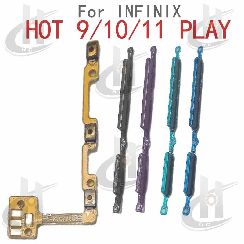 สําหรับ INFINIX HOT 9 / 10 / 11 PLAY Power volume ปุ่มด้านข้าง Flex Cable Keys ปุ่มปิดระดับเสียงปุ่มขึ้นและลงด้านข้างอะไหล่ทดแทน
