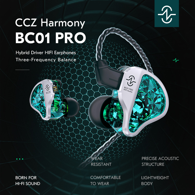 Ccz BC01 PRO DD & BA Hybrid หูฟังแบบมีสาย In-ear Monitor HiFi IEM หูฟังที่ถอดออกได้ OFC สําหรับ Musician