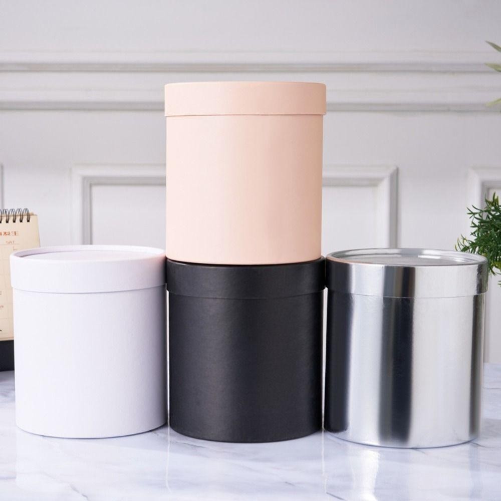 แอนซิโอ4 กล่องกระดาษบรรจุภัณฑ์ของขวัญ, กล่องของขวัญดอกไม้เงินทรงกลม, กระดาษแข็งสีทึบการจัดดอกไม้ถังที่เก็บช่อดอกไม้ - รูปที่ 3