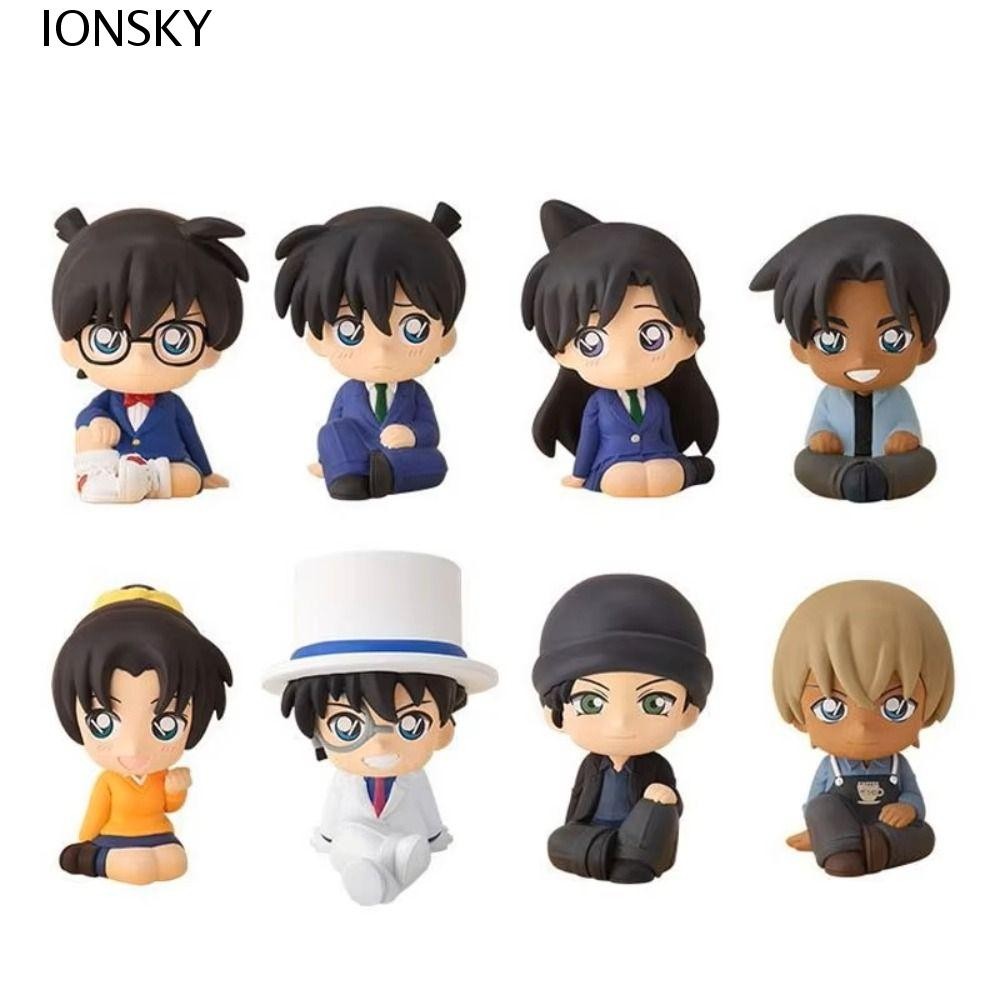 Ionsky 8 ชิ้น/เซ็ตนักสืบโคนันแอ็คชั่น,นั่งรุ่น Q Detective Conan รูปของเล่น,เครื่องประดับรถ PVC 3D Mori Ran Detective Conan ของเล่นเด็กของขวัญ