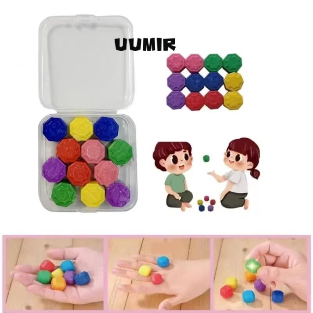 Uumir 6/12 ชิ้น 1 กล่องจับหินของเล่น,พลาสติกที่มีสีสัน Gonggi Jack Stone เกม, กรวดสนุกชุดเกาหลีแบบดั้งเดิมเกม