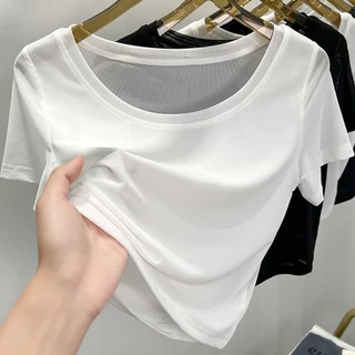 เสื้อครอปผู้หญิงแขนสั้น ทรงสั้น สวมใส่สบาย