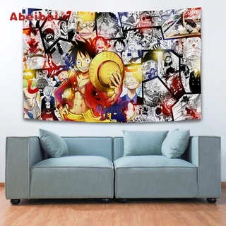 ผ้าม่านอนิเมะ One Piece ลายลูฟี่และโซโล ผ้าแขวนตกแต่งสำหรับบ้าน ห้องนั่งเล่น ห้องนอน ผ้าพื้นหลังลายจุด