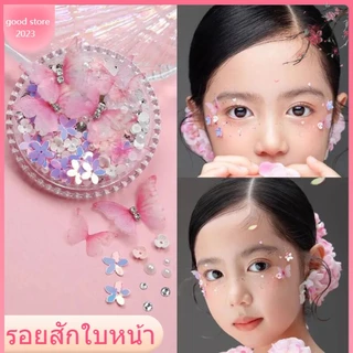 ฟรีกาว🌸 เจ้าสาว ดอกไม้ติดหน้า ผีเสื้อติดหน้า โบว์ติดหน้า หัวใจติดหน้า ตกแต่งใบหน้า,แต่งหน้าปาร์ตี้,กลิตเตอร์