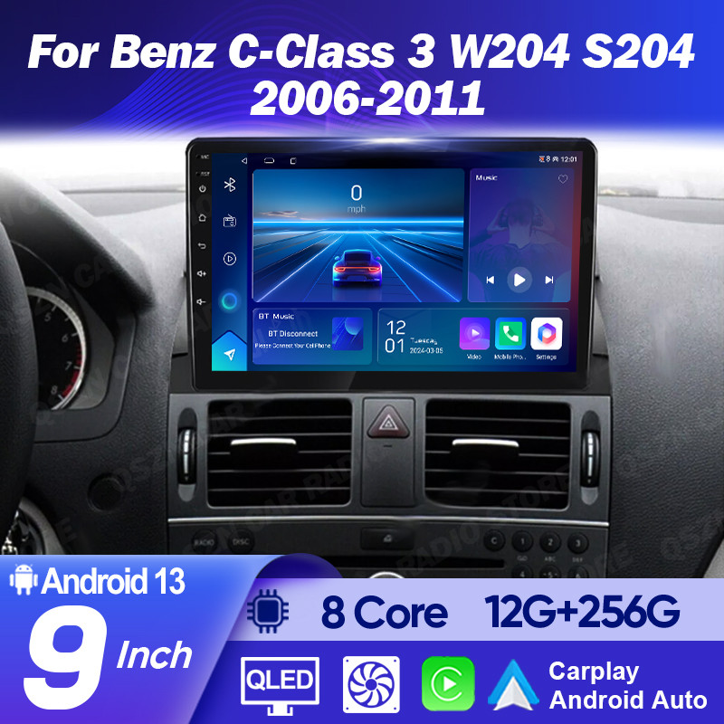 สําหรับ Benz C-Class 3 W204 S204 2006 - 2011 รถเครื่องเล่นมัลติมีเดีย Android สเตอริโอวิทยุ GPS Carp