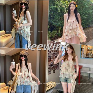 Veewink พร้อมส่งจากกทม เสื้อสายเดี่ยวผ้าถักมินิมอลปักดอกไม้ …