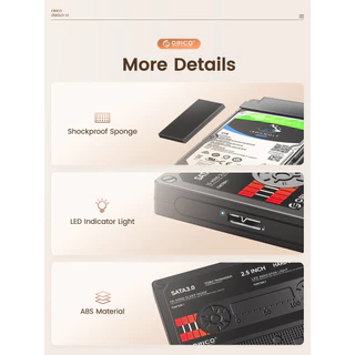 ORICO 2.5 นิ้ว SATA เป็น USB3.0 HDD Enclosure ฮาร์ดไดรฟ์ภายนอกกรณี 5Gbps/6Gbps Transfer Rate และ DIY สติกเกอร์ (2580U3)