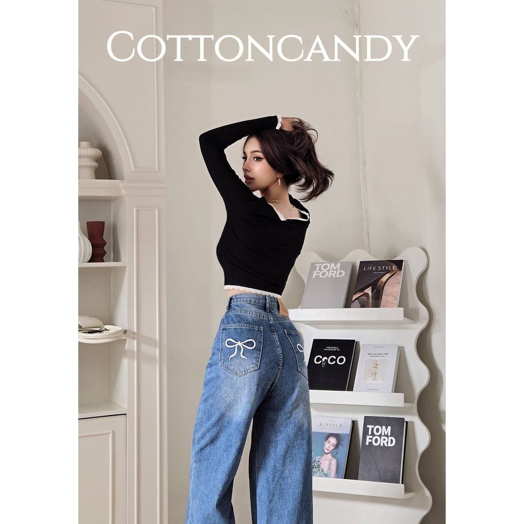 Bkkclothe. CC RIBBON PANTS JEANS COTTON CANDY (IMPORTED BANGKOK) --