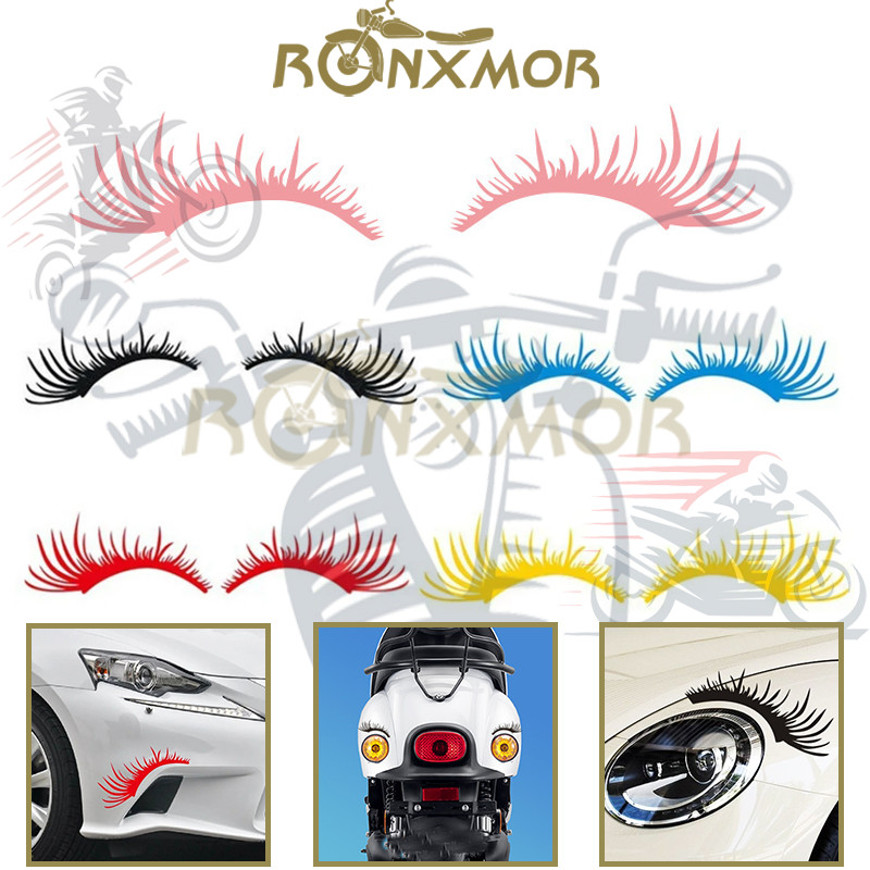 RONXMOR 2PCS รถ False Eye Lash สติกเกอร์ตลก eyelash ไฟหน้าสติกเกอร์ขนตา Auto หัวโคมไฟตกแต่ง Decals อุปกรณ์เสริม 3D ไฟหน้ารถตกแต่งตลก Decal