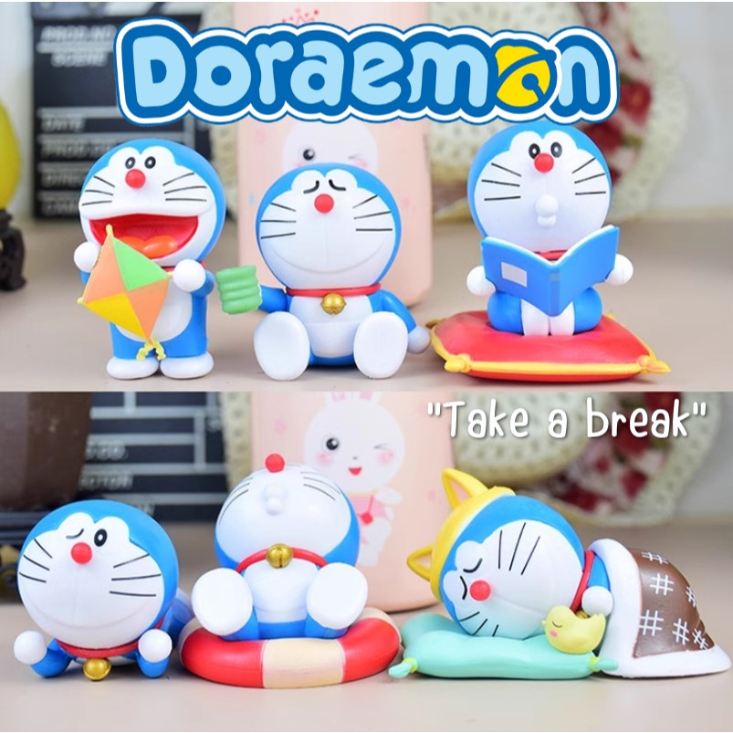 Seasonshop พร้อมส่ง โมเดล จุ่ม สุ่ม ตุ๊กตา อนิเมะ ลายการ์ตูน โดเรม่อน ส่งยกชุด 6 แบบ 6-8.5 ซม. ตัวใหญ่ ตกแต่ง รถยนต์