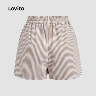 Lovito แคชชวล กางเกงขาสั้นลําลอง ปักลาย สั้น สําหรับผู้หญิง เกาหลี อินเทรนด์ LNA68300