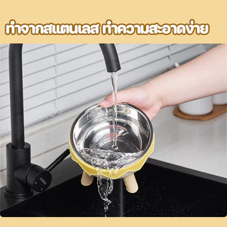 😻ชามสัตว์เลี้ยง ชามอาหารแมว ทําจากสแตนเลส ชามอาหารสุนัข มั่นคงและไม่ลื่น ทําความสะอาดง่าย