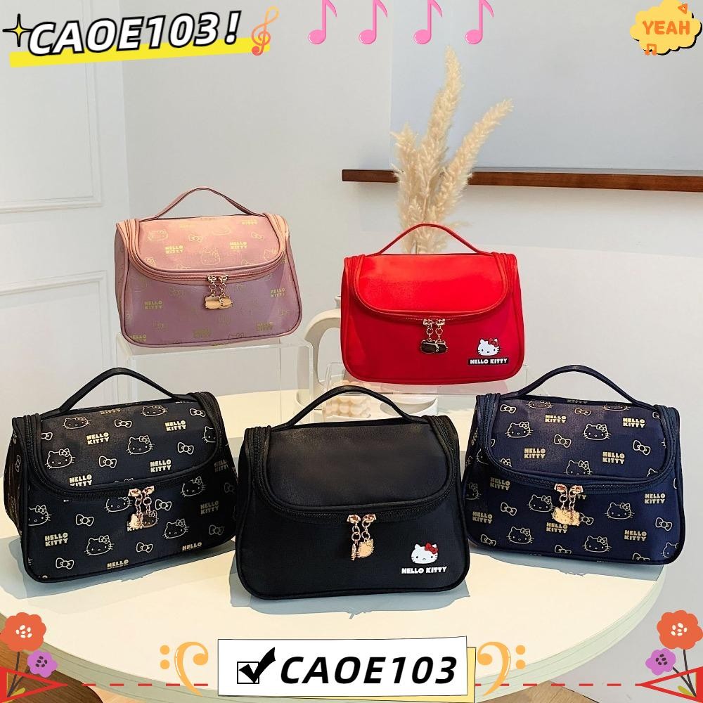 Caoe103 กระเป๋าเก็บเครื่องสําอาง,กระเป๋าแต่งหน้า Sanrio Hello Kitty แบบพกพา,กระเป๋าถือความจุขนาดใหญ่คุณภาพสูงสําหรับผู้หญิง