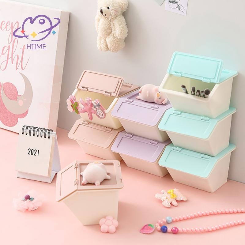 [mayhome] กล่องเก็บของตั้งโต๊ะสามารถทําความสะอาดได้ 3 สีที่เก็บเดสก์ท็อปแบบพับได้แบบวางซ้อนกันได้เรียบง่ายและง่ายลิ้นชักเก็บของจิปาถะ {TH}