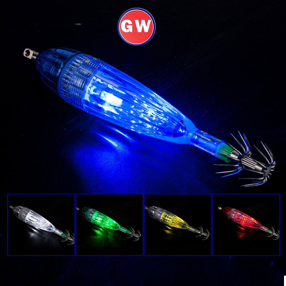 1ชิ้นแบบพกพาใต้น้ําปลาล่อโคมไฟและสองชั้นปลาหมึกตะขอ8เซนติเมตร/12เซนติเมตรเหมาะสําหรับตกปลากลางคืนกันน้ําล่อดึงดูดคืนโคมไฟ