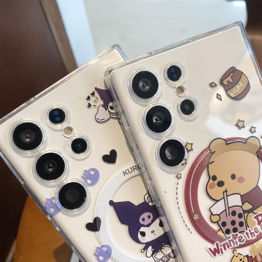 Samsung Samsung Galaxy S25 Ultra S24 Ultra การ์ตูนน่ารัก Kuromi Winnie the Pooh เคสโทรศัพท์ S23 S22 Ultra S23fe S24 Plus เคสแม่เหล็กแม่เหล็กดูดโกดัง Mi Winnie the Pooh Bracket รวมทุกอย่างเคสนุ่ม - รูปที่ 3