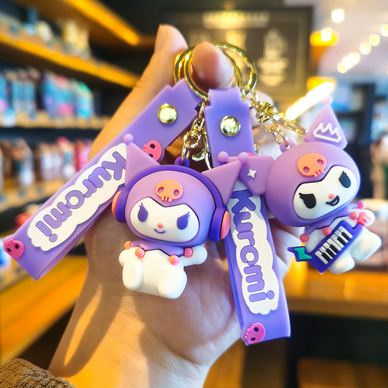 การ์ตูน Sanrio Music Kuromi พวงกุญแจ/จี้ตุ๊กตาน่ารักของขวัญสร้างสรรค์