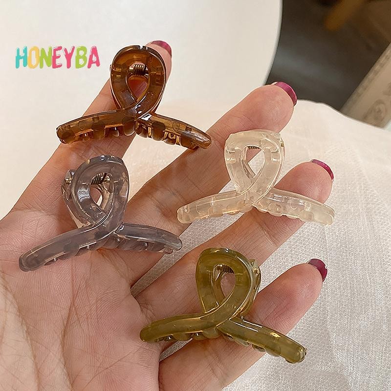  Elegant Small Jelly Shark Hair Clips Plastic Clear Geometric Hair Claws For Women Girl Ponytail Summer Headwear อุปกรณ์เสริมผม Nice
