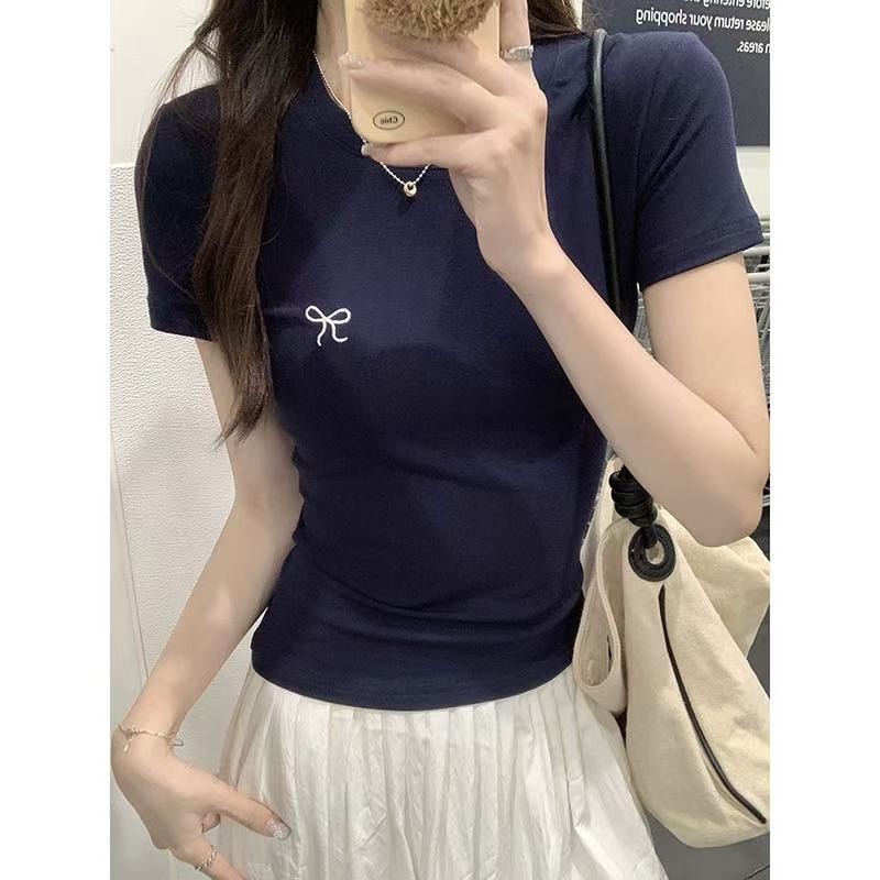【ส่งจากไทย】เสื้อแขนสั้น เสื้อยืด โบว์เสื้อผ้าผู้หญิง รอบคอ แฟชั่น สีความคมชัด การพิมพ์ เสื้อเชิ้ต ด้านบน ราคา ถูกที่สุด ดีลบีเคเค แกลเลอรีภาพที่ 8