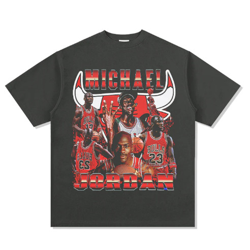 【ใหม่】Michael jordan TEE/Men T-shirts เสื้อแขนสั้น NBA รุ่นใหม่พิมพ์ลายดอกไม้ผลิตจากผ้าคอตตอนสวมใส่ส
