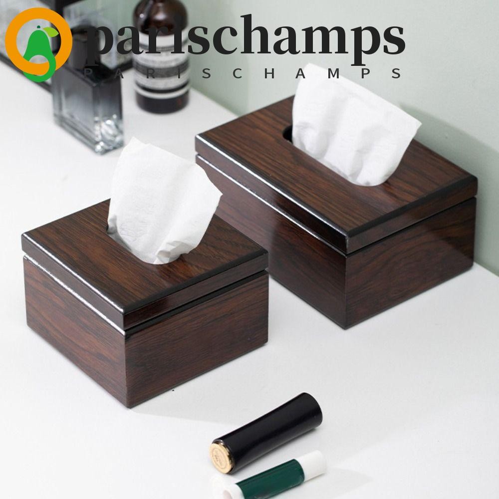 ปารีสchamps กล่องทิชชู่ตั้งโต๊ะ, กล่องเก็บกระดาษสี่เหลี่ยมไม้วอลนัทเลียนแบบ, ร้านอาหารที่ใส่ผ้าเช็ดปากไม้สไตล์เรียบง่ายสไตล์วินเทจทันสมัย
