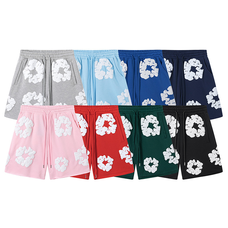 Denim Tears 100% Cotton Full Print Kapok Foam Foam Print กางเกงขาสั้นลําลอง