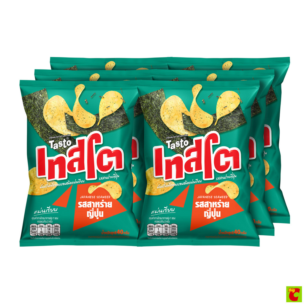 เทสโต มันฝรั่งทอดกรอบแผ่นเรียบ รสสาหร่ายญี่ปุ่น 40 ก. แพ็ค 6