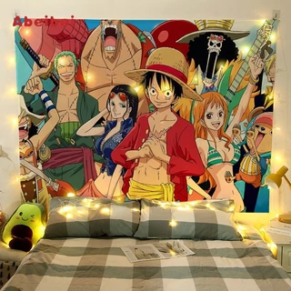 ผ้าม่านอนิเมะ One Piece ลายลูฟี่และโซโล ผ้าแขวนตกแต่งสำหรับบ้าน ห้องนั่งเล่น ห้องนอน ผ้าพื้นหลังลายจุด