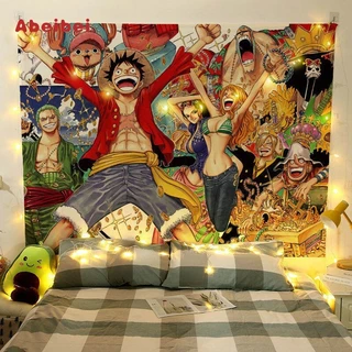 ผ้าม่านอนิเมะ One Piece ลายลูฟี่และโซโล ผ้าแขวนตกแต่งสำหรับบ้าน ห้องนั่งเล่น ห้องนอน ผ้าพื้นหลังลายจุด