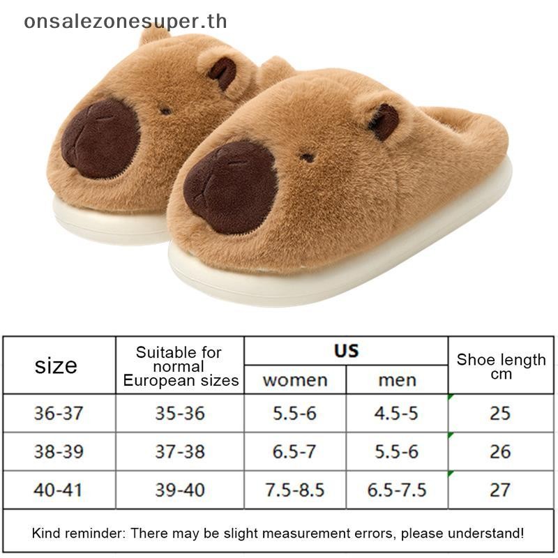 Ons Plush Capybara รองเท้าแตะรองเท้าแตะปิดนิ้วเท้าน่ารัก Slip-on House รองเท้าสบาย Furry เดินรองเท้าลื่นสําหรับห้องนอนในร่มที่ - รูปที่ 3
